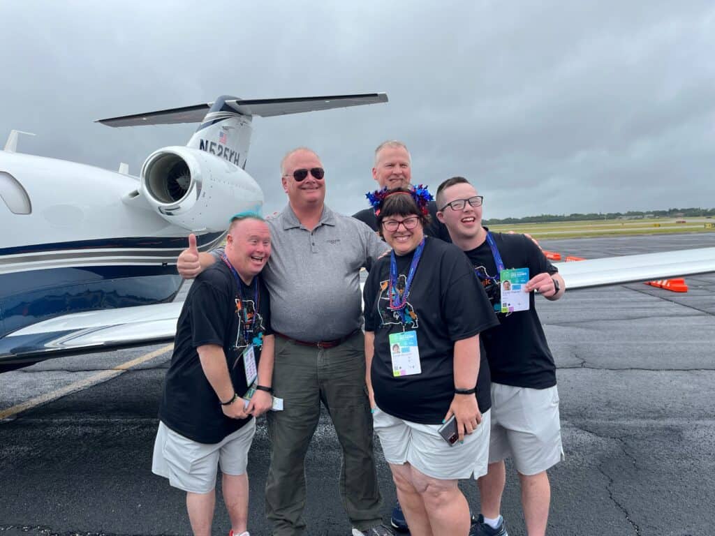 Plitek's CEO, Karl Hoffman, flies Special Olympics athletes from Columbus, MO to Orlando, FL.